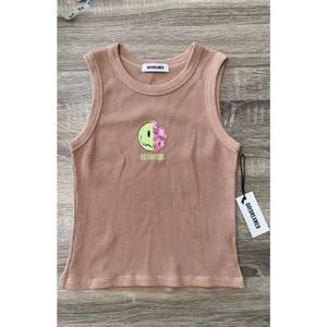Daydreamer Anti Everything Shrunken Tank in Taupe